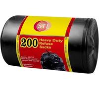 STL Large Black Bin Bags 70L Strong & Secure, Heavy Duty Refuse Sacks, Bin Bags, Bin Liners, Flat Top, Recycled, Tear Resistant, Perfect for Everyday Use, Household, Office, Kitchen & Caterers (50)
