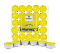 STL Pack of 100 CitronellaTealights Candles, 4-Hour Burn Scented Candles for Indoor & Outdoor Use, Citronella Candle, Insect-Repellent Tea Lights for Patio, Picnics or Camping, Garden & Home- Yellow