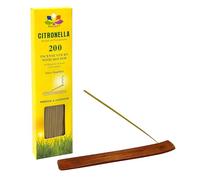 STL Pack Of 200 Citronella Incense Sticks, Lemongrass Insense Sticks, Mosquito Repellent Suitable For Indoors Outdoors, With Insense Holder for Home, Indoors, Outdoor, Garden, Patio, Camping, Hiking