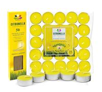 STL Pack Of 25 Citronella Tealights Candles + 50 Incense Sticks, 4-Hour Burn Scented Candles for Indoor&Outdoor Use,Citronella Candle,Insect-Repellent Tea Lights for Patio,PicnicsorCamping,Garden&Home