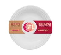 STL Strong Paper Plates (9 Inch / 100-Pack) 100% Compostable Heavy-Duty, Durable & Leak-Resistant, Eco-Friendly Disposable Plates,Made of Natural Fibers - 9" Biodegradable Paper Plates