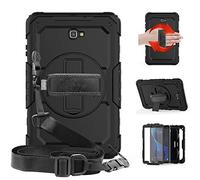 STLDM Galaxy Tab A 10.1 Case,Full Body Heavy Duty Cover Case with Built-in Screen Protector,Rotating Stand,Hand Strap and Shoulder Strap for Samsung Galaxy Tab A 10.1 SM-T580/T585 Black