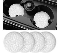 STLIAN Car Coasters for Cup Holders [4 Pack] - 2.75In Silicone Auto Mug Mats - Non-Slip Recessed Car Interior Accessories White