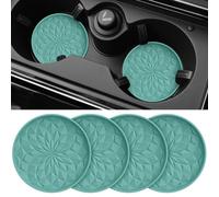 STLIAN Car Coasters for Cup Holders [4 Pack] - 2.75In Silicone Auto Mug Mats - Universal Non-Slip Recessed Car Interior Accessories Teal Blue