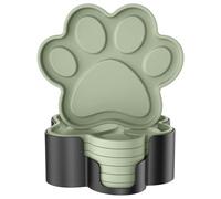 STLIAN Silicone Coasters 6 Pack Paw Cup Mat with Holder, Dog Cat Paw Shape, for Hot or Cold Drink, Non-Slip, Non-Stick, Room Decor, Housewarming Desert Sage