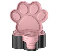 STLIAN Silicone Coasters 6 Pack Paw Cup Mat with Holder, Dog Cat Paw Shape, for Hot or Cold Drink, Non-Slip, Non-Stick, Room Decor, Housewarming Dusty Rose