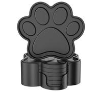 STLIAN Silicone Coasters 6 Pack Paw Cup Mat with Holder, Dog Cat Paw Shape, for Hot or Cold Drink, Non-Slip, Non-Stick, Room Decor, Housewarming Black