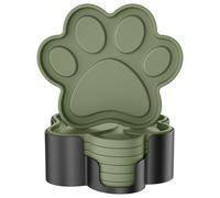 STLIAN Silicone Coasters 6 Pack Paw Cup Mat with Holder, Dog Cat Paw Shape, for Hot or Cold Drink, Non-Slip, Non-Stick, Room Decor, Housewarming Olive Green