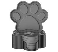 STLIAN Silicone Coasters 6 Pack Paw Cup Mat with Holder, Dog Cat Paw Shape, for Hot or Cold Drink, Non-Slip, Non-Stick, Room Decor, Housewarming Deep Grey