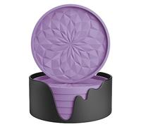 STLIAN Silicone Coasters with Holder,[6 Pack] Drinking Coasters - Cup Mat for Hot or Cold Drinks, Thickened, Non-Slip, Non-stick,Deep Tray Light Purple