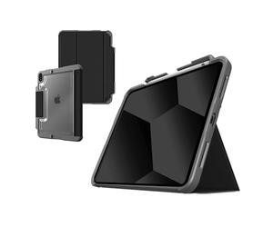STM Dux Plus for iPad /10th Gen : Ultra Protective, Durable, Lightweight with Clear Back, Apple Pencil Holder, Battery Saving On/Off Cover - Black
