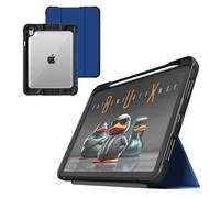 STM Dux Ultra Case for iPad A16/10th Gen - Rugged MIL-SPEC Drop Protection, Snap Magnetic Stand, Pencil & Crayon Storage, Clear Back, Auto Sleep/Wake, COM - Blue