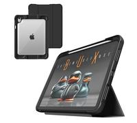 STM Dux Ultra Case for iPad A16/10th Gen - Rugged MIL-SPEC Drop Protection, Snap Magnetic Stand, Pencil & Crayon Storage, Clear Back, Auto Sleep/Wake - Black