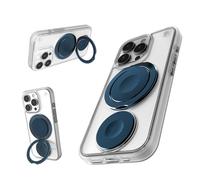 STM Roll Spin MagSafe® Case for iPhone 16 Pro - Designed to Calm Your Mind- Fidget Spinning Disc- Impact Absorbing TPU for Enhanced Drop Protection - Magnetic Ring 360° Kickstand - Clear/Blue