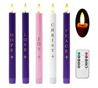 Stmarry Flameless Taper Candles with Remote and Timer - 10 Inch Advent LED Candlesticks Battery Operated Tall Taper Candles with 3D Flickering Flame, 5 Pack