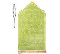 Stmarry Prayer Rug Muslim Prayer Mat Islamic - Thick Prayer Rug Sajadah for Men Women with Islam Prayer Beads for Eid Travel Ramadan, Soft and Luxury (Green)