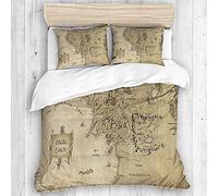 STmea Soft Cosy Duvet Cover Quilt Bedding Set,Lord Of The Ring Map of Middle Earth,Easy Care Microfiber Duvet Cover (Single-135x200cm)