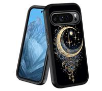 stmedazm Case for Google Pixel 10/10 Pro & Google Pixel 9/9 Pro, Military Grade Heavy Duty [3-Layer] Dustproof Shockproof Full-Body Protective Phone Case, Celestial Theme Stars with Crescent Moon