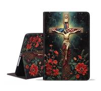 stmedazm Case for Samsung Galaxy Tab A11 Plus (2025) / A9 Plus (2023) 11 Inch, Premium PU Leather Folding Stand Cover with Auto Wake/Sleep - Christian Holy Cross Jesus