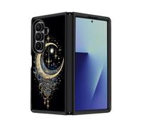 stmedazm for Galaxy Z Fold 7 Case, Military Grade Heavy Duty [Dual Layer] Dustproof Shockproof Folding Protective Cover for Samsung Galaxy Z Fold 7 5G (2025), Celestial Theme Stars with Crescent Moon