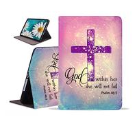 stmedazm for iPad 10th Generation 10.9 Inch 2022 Case, Slim PU Leather Case, Adjustable Stand with Auto Wake/Sleep for iPad 10.9" 10th Gen - Christian Cross Bible Verse Quote Psalm 46:5