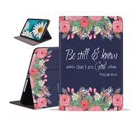 stmedazm for iPad 10th Generation 10.9 Inch 2022 Case, Slim PU Leather Case, Adjustable Stand with Auto Wake/Sleep for iPad 10.9" 10th Gen - Floral Quote Bible Verse Psalm 46:10