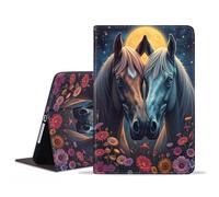 stmedazm for iPad 9.7 2018/2017 Case, iPad Air 2/iPad Air Case, Premium PU Leather Folding Stand Cover with Auto Wake/Sleep for iPad 6th/5th Generation - Horse Under The Moon