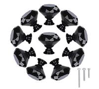 STMK 10 Pack Drawer Knobs, Drawer Pulls Black Diamond Shaped Crystal Glass 30mm Cabinet Knobs Pull Handles with Screws for Home Office Cabinet Cupboard Chest Dresser (10 Pack 30 mm, Black)