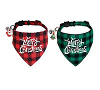 STMK 2 Pack Christmas Cat Bandana Collar with Bell, Breakaway Cat Kitten Bandana Collar with Bell Santa Christmas Tree Costume