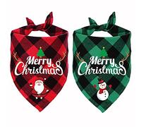 STMK 2 Pack Christmas Dog Bandanas, Holiday Dog Christmas Bandanas for Small Medium Large Dog Puppy (Small, Santa & Snowman)