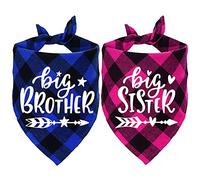 STMK Big Brother Big Sister Dog Bandana, Pregnancy Announcement Plaid Dog Bandana Gender Reveal Photo Prop Pet Scarf Accessories Scarves for Dogs