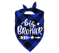 STMK Big Brother Plaid Dog Bandana, Pregnancy Announcement Plaid Dog Bandana, Gender Reveal Photo Prop, Pet Scarf Accessories, Pet Scarves for Dogs (Blue)