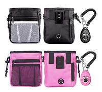 STMK Dog Treat Pouch Dog Clicker Training Kit, Dog Training Treat Pouch Dog Clicker for Training, 3 Ways to Wear Easily Carries Treat Pouches for Pet Training (Black and Pink)