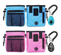 STMK Dog Treat Pouch Dog Clicker Training Kit, Dog Training Treat Pouch Dog Clicker for Training, 3 Ways to Wear Easily Carries Treat Pouches for Pet Training (Blue and Pink)