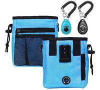 STMK Dog Treat Pouch Dog Clicker Training Kit, Dog Training Treat Pouch Dog Clicker for Training, 3 Ways to Wear Easily Carries Treat Pouches for Pet Training (Blue)