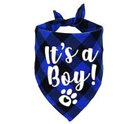 STMK It's A Boy Plaid Dog Bandana, Pregnancy Announcement Dog Bandana, Baby Announcement Dogs Bandanas Gender Reveal Photo Prop for Dogs (Blue)