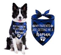 STMK My Parents are Getting Me A Human Plaid Dog Bandana, Pregnancy Announcement Plaid Dogs Bandanas, Baby Announcement Dogs Bandanas Gender Reveal Photo Prop for Dog Puppy (Blue)