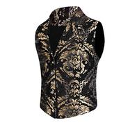 stmoitz Mens Victorian Steampunk Vest Gothic Corset Waistcoat Masquerade Outfit Dress Jacquard Goth Suit Costume, Black, XX-L