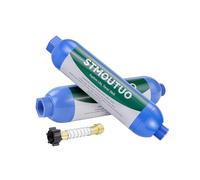 STMOUTUO RV Water Filter with Flexible Hose Protector - Greatly Reduces Bad Taste, Chlorine, Odor, Rust & Sediment - Inline Water Hose Filter for RV Camper, Boat, Garden & Pool - 2 Pack