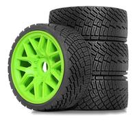 STMU 1/8 1/7 RC Rally Car Tires On Road Tyres OD 3.93'' 17mm Hex Nylon Wheels Rims Compatible with 1/7 1/8 Scale Racing Car KM WRC C3 ARRMA Felony Infraction Limitless RC On-Road Ca (Black)
