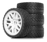STMU 1/8 1/7 RC Rally Car Tires On Road Tyres OD 3.93'' 17mm Hex Nylon Wheels Rims Compatible with 1/7 1/8 Scale Racing Car KM WRC C3 ARRMA Felony Infraction Limitless RC On-Road Ca (White)