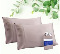 STNOMY Premium 100% Eucalyptus Tencel Lyocell Pillow Case Queen Size Set of 2,Envelope Closer Cooling Pillow Cover for Hot Sleeper,Luxurious Soft Vegan Silk Oekotex Standard 100 Certified(Taupe)