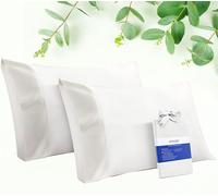STNOMY Premium Eucalyptus Tencel cooling Pillowcase 2 Pack Queen Natural White | Moisture Wicking for Night Sweats | 3X Faster Drying | Oeko-TEX Certified 300TC Sateen | Temp Regulating Hypoallergenic
