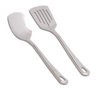 STNRST-IN 2 PCS Stainless Steel Spatulas Set, High Heat Resistant Heavy-Duty Kitchen Utensils Set, Silver Ideal Slotted Spatula Solid Turner for Frying Steak Fish Eggs Pie Pancakes
