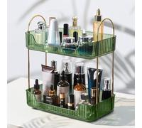 STNRST-IN 2-Tier Bathroom Organiser Countertop Storage, Plastic Vanity Trays for Bathroom, Green Skincare Makeup Organiser Shelf for Cosmetics Toiletries Lotions Perfumes