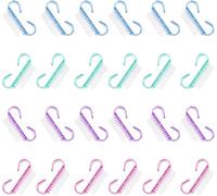 STNRST-IN 24PCS Nail Brushes for Cleaning Nails, Plastic Small Nail Cleaning Brush with Handle Grip, Portable Mini Nail Manicure Dust Brush for Home Garden Salon (Pink Green Blue Purple)