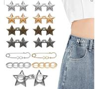 STNRST-IN 24PCS No Sewing Required Waistband Tightener Clips, Adjustable Detachable Reusable Jean Button Pins, Durable Decorative Waist Buckles for Loose Jeans Pants Skirts Sleeves