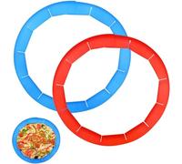STNRST-IN 2PCS Adjustable Silicone Pie Pizza Rings, Reusable Bake Empty Pie Crusts, Shield Kitchen Tool fits Rimmed Dish 8 to 11.4 Inhces Baking Pizza Puff Pastry (Red Blue)