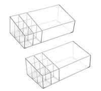 STNRST-IN 2PCS Crystal Clear Acrylic Drawer Organiser Trays Set, Versatile Makeup Organiser Storage with 7 Slots, Transparent Cosmetic Display Case for Cosmetic Skincare Jewelry