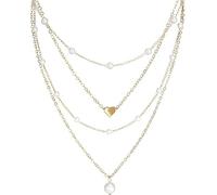 STNRST-IN 2PCS Gold Pearl Necklace for Women, Layered or Single Chain Necklaces with Adjustable Length, Plated Dainty Stackable Pendant Necklaces for Wedding Party Everyday Wear